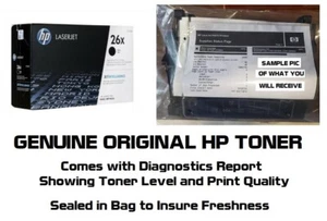 Przeważnie nowe oryginalne tonery HP 26X Testowane w drukarce 60% toner BEZ PUDEŁKA ZAPIECZĘTOWANA TORBA - Zdjęcie 1 z 2