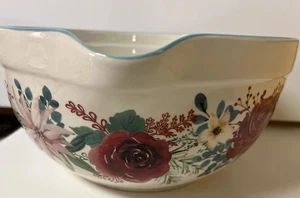 Pioneer Woman floral Design 3 Qt Mixing Bowl With Spout. Blue Rim. Excellent! - Picture 1 of 6