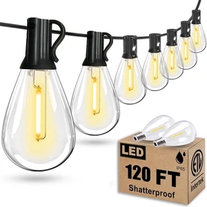 120FT Outdoor String Lights, Ultra Long Waterproof 30+2 Edison Shatterproof B... - Picture 1 of 6