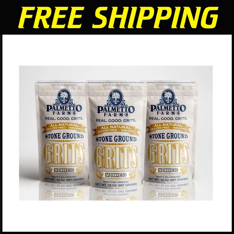 Mixed Yellow and White Palmetto Farms 2 Pound Stone Ground Grits - Grinding Grit