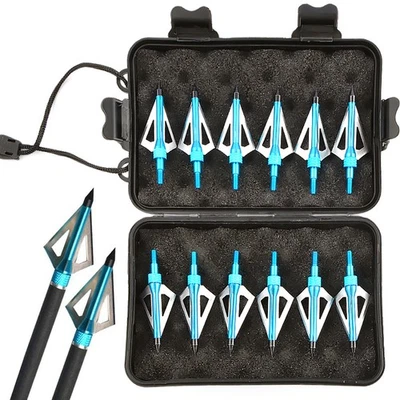 6/12X puntas de flecha puntas de caza hoja puntas caja tiro con arco arco pernos caza - Imagen 1 de 4