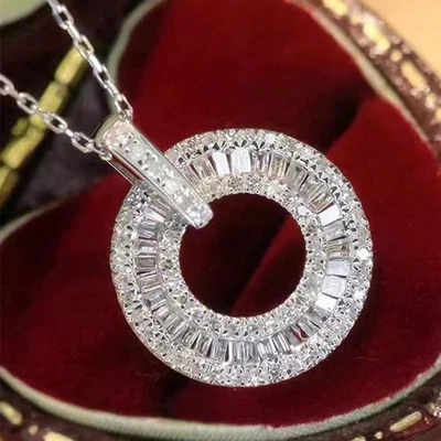 Elegante Collar Colgante Chapado en Plata Joyería Mujer Boda Compromiso Regalo Foto 1 de 4