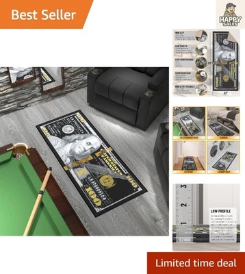 Alfombra de dinero negra/dorada de 22" x 53" de moda - diseño elegante, antideslizante, apta para niños Foto 1 de 4