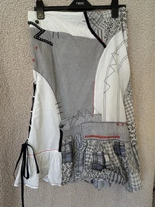 Joe Browns Skirt Retro Boho Hippie Chic Black White Mix Lined Cotton Size 14 - Picture 1 of 14