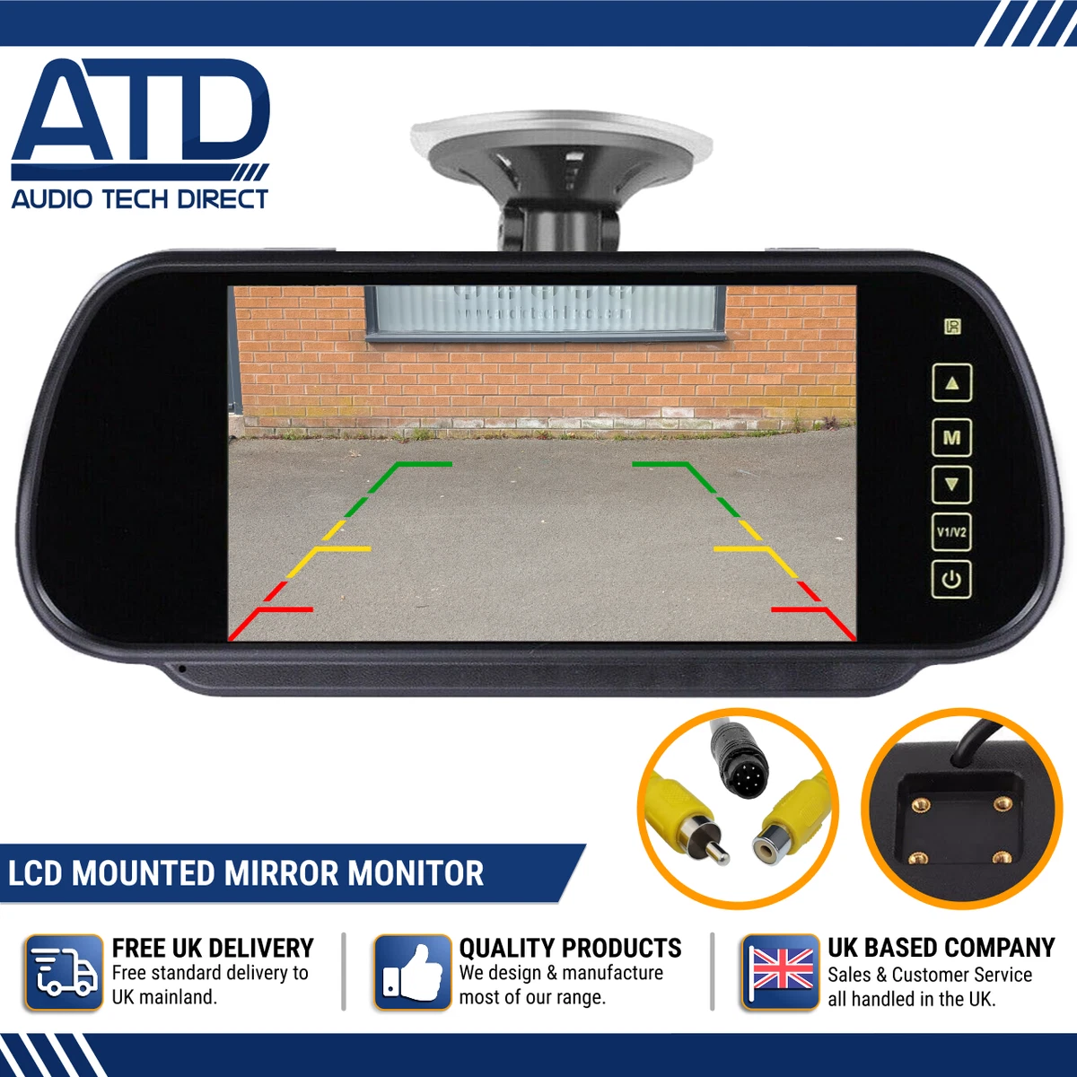 4.3" LCD Rear View Mirror Monitor For Backup Camera - Universal Car Parking Reverse Kit