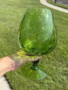 Empoli Thumbprint Optic Green Brandy Snifter 10.5" Tall. Made In Italy - Picture 1 of 9