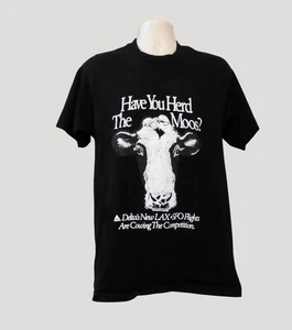 Vintage Delta Airlines T-Shirt Mens Large Black Cow Graphic 90s Ad Promo - Picture 1 of 5