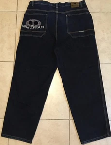 Vtg 90s Wu Wear Faded Baggy Jeans 40 Tang Odb Rza Gza Hip Hop NYC Rap Skate Jnco - Picture 1 of 16