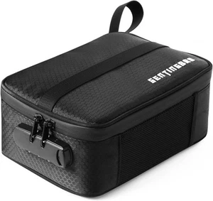 Lock Bag with Combination Medicine Travel Lunch Black Grid  - Picture 1 of 6