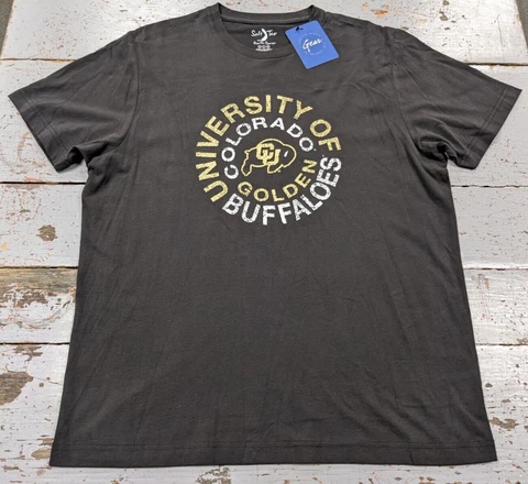 Adult Colorado Buffalo Gear Brand Licensed Retro Style Black Tee, Large - NWT Cover