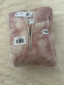 NIP Abercrombie Kids Girl's pattern cozy logo quarter-zip hoodie Light Pink 9/10 - Picture 1 of 3