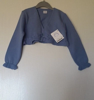 PAZ RODRIGUEZ GILET COURT MANCHES LONGUES 100% DRALON X(ACRYLIQUE) 4 ANS BLEU - Photo 1/4