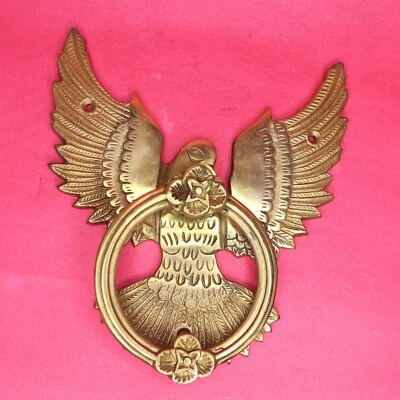 Antiguo llamador de puerta Repro con forma de halcón águila hecho a mano de latón decoración del hogar campana de puerta Foto 1 de 4