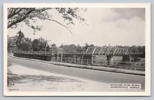 Postkarte GA Hawkinsville Ansicht Ocmulgee Fluss Brücke Struktur gebogene Straße M4 - Bild 1 von 2
