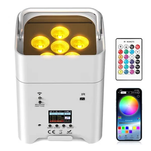 6x18W 6in1 RGBAW UV LED Uplighting Par Light Battery Powered DJ Lights DMX WIFI - Picture 1 of 14