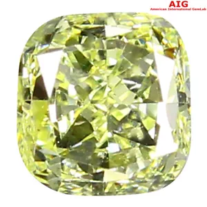 0.29 ct AIG Certified Romantic VVS2 Cushion Cut (4 x 3 mm) Fancy Yellow Diamond - Picture 1 of 3