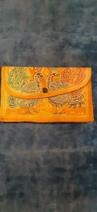 Hand Tooled and Dyed Leather Clutch - Picture 1 of 4