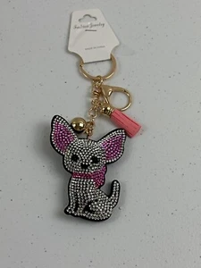 Sparkly Chihuahua Keychain Dog Lover Gift Sparkly Dog Rhinestone Keychain - Picture 1 of 3