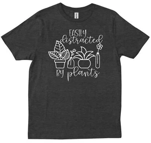 Easily Distracted By Plants Plant Lady Gift Plant Mom Garden Gardener T-shirt - Picture 1 of 8