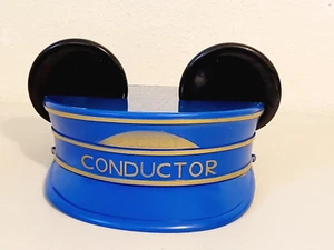 Disney Blue Hard Shell Mickey Mouse Ears Railroad Conductor Hat Costume - Picture 1 of 4
