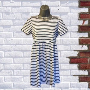 Topshop Petite Skaterkleid – UK 8 neu mit Etikett blau & weiß gestreift Baumwolle Kurzarm - Bild 1 von 5