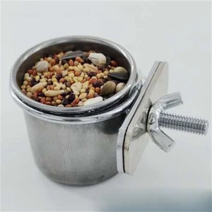 2pc Stainless Steel Feeder Box Parrot Cups Bowls Container Food Water Feeding - Picture 1 of 10