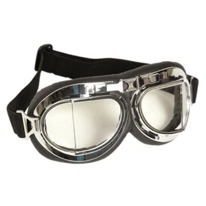 British RAF Style Chrome Aviator Goggles-Airsoft-Paintball-Steampunk-Motorcycle - Picture 1 of 2