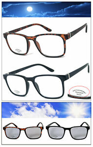 Retro Square Frame Transition Photochromic Lens Reading Glasses Sunglasses UV400