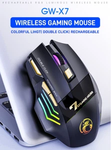 Mouse óptico ergonómico para juegos recargable USB 2,4G LED inalámbrico retroiluminado - Imagen 1 de 11