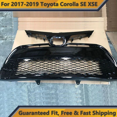 Front Upper & Bumper Grille for 2017 2018 2019 Toyota Corolla SE XSE 2pc Black - Image 1 of 2