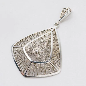 Pendant 835 Silver Filigree 6cm 5.67g - Picture 1 of 7