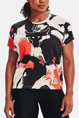 Under Armour Women's Project Rock Print Short Sleeve Shirt 1363520-001 NWT XL - Image 1 of 2