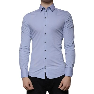 DOLCE & GABBANA Shirt Light Blue Cotton Slim Fit SICILIA Dress 38/US15/XS 350usd - Image 1 of 4