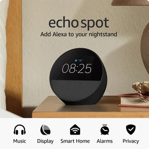 Echo Spot (2024 release), Smart alarm clock with vibrant sound + Alexa, Black - Picture 1 of 4