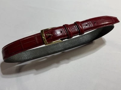 Cinto feminino Vera Pelle couro italiano moda jacaré vermelho 125 - Imagem 1 de 4