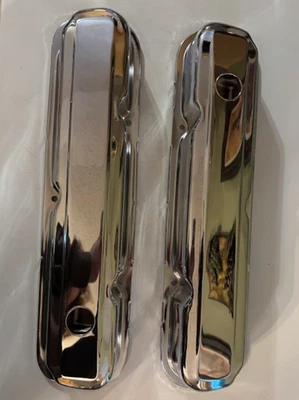 Хромированные крышки клапанов для Chevy Small Block SBC 305 327 350 400 — классический V8 - Изображение 1 из 2
