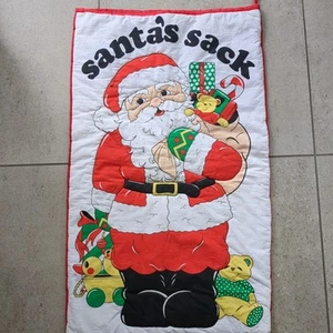 Vintage 80s / 90s Cotton Christmas Santa Sack (93cms x 56cms) padded Reusable - Picture 1 of 8
