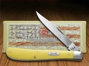 Case xx Knife Slimline Trapper Yellow Delrin Carbon Steel Pocket Knives 00031 - Picture 1 of 4