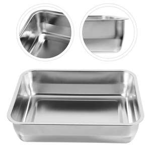 Stainless Steel Rectangular Baking Dish Roast Chicken Tray Trays - Imagen 1 de 9