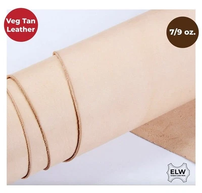 ELW 100% Veg Tan Full Grain Leather Cowhide Pre-Cut Pieces 7-9oz (2.8-3.6mm) - Image 1 of 4