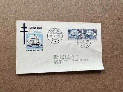 Groenlandia 1958 FDC + Semi-Postal #B1 + Caché Anti-TB + CDS Godthab +30º+10º en 50º Foto 1 de 2