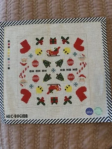 Atlantic Blue Christmas Mini Kaleidoscope Handpainted Needlepoint Canvas - Picture 1 of 1