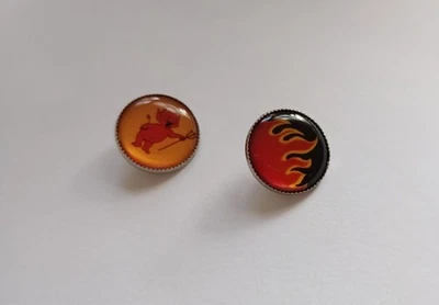 Set of Two Little Devil Vintage Illustreation Shank Buttons for Crafts - Image 1 of 4