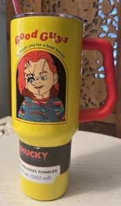 Chucky Stainless Steel Tumbler Large 40 oz with Handle Straw NEW Childs Play - Picture 1 of 1