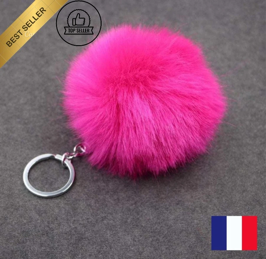 Porte Clé Bijoux Sac Pompon Doux Fourrure Femme Mode Idée Cadeau Voiture Fille - Photo 1/1