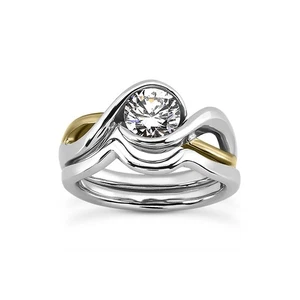 2ct G SI2 Round Natural Certified Diamond 18k Gold Halo Ring with Matching Band - Picture 1 of 3