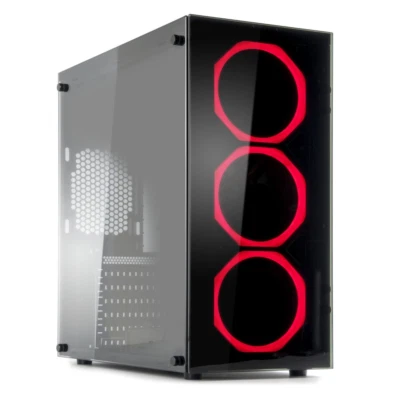 Case Gamign MYKA Cristal Atx USB2.0 USB 3.0 Ventole Halo Rosso CG-C01R Rubin - Immagine 1 di 4