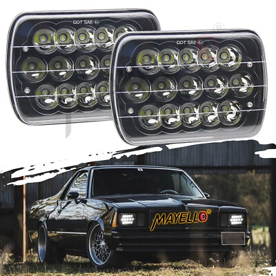 Pair 5x7" 7x6" LED Headlights Hi-Lo For Chevy Corvette 1978-1981 El Camino Black - Image 1 of 4