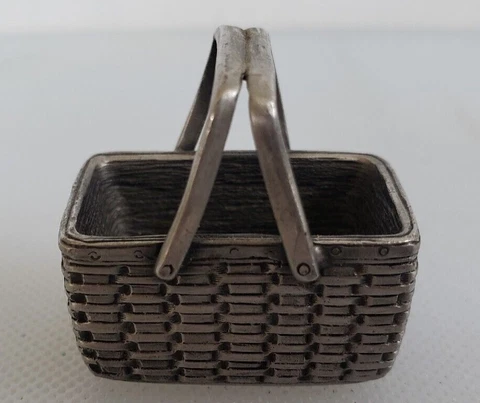 Vintage Longaberger Mine Fine Pewter Market Basket Figurine Ornament RARE Cover