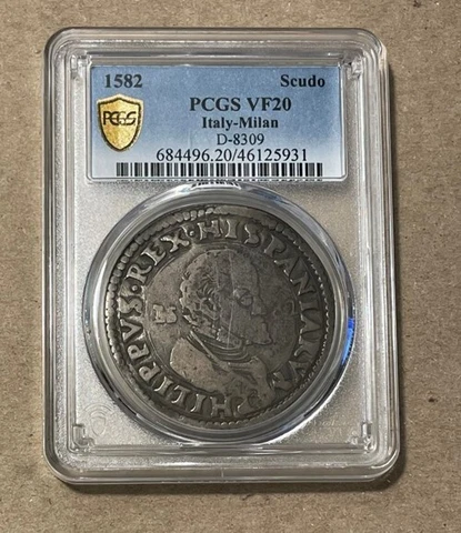 Milan (Italy) - 1582 Large Silver Scudo (PCGS VF 20) Cover